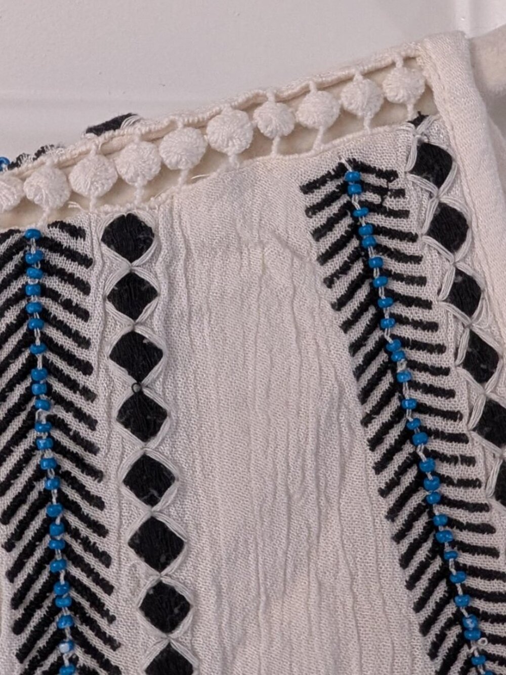 Rapsodia White Mini Dress Lined Embroidered Beaded Large Boho Festival Artisan - Picture 5 of 10